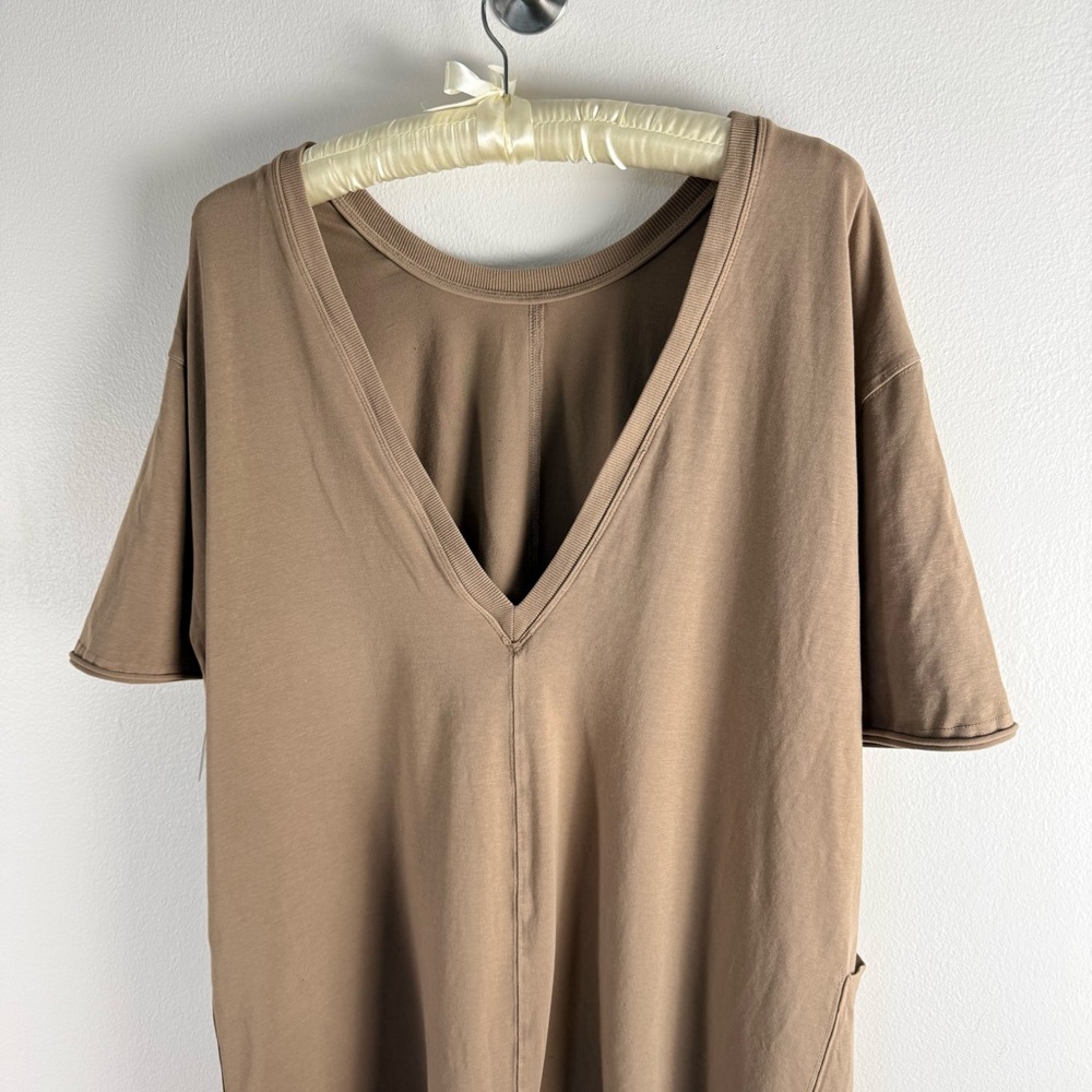 FREE PEOPLE MOVEMENT HOT SHOT TEE ROMPER- Mocha Latte/ Tan Reversible NWT LARGE - Picture 7 of 15